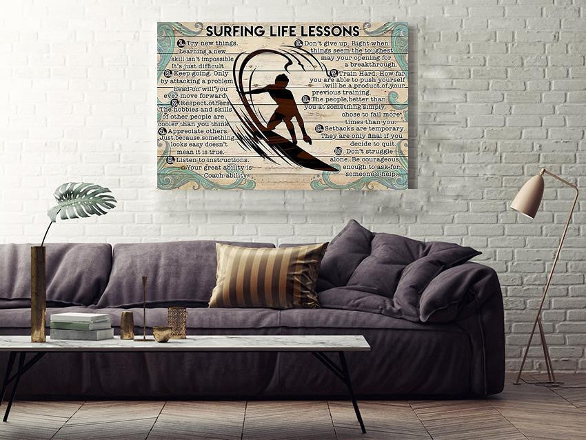 Surfing Lesson Surfing Gallery Canvas Wall ArtBirthday Gift For Surfing Lover Framed Prints, Canvas