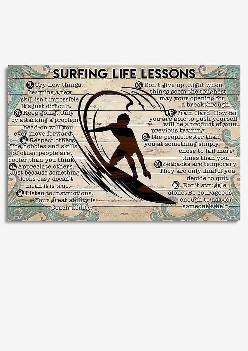 Surfing Lesson Surfing Gallery Canvas Wall ArtBirthday Gift For Surfing Lover Framed Prints, Canvas
