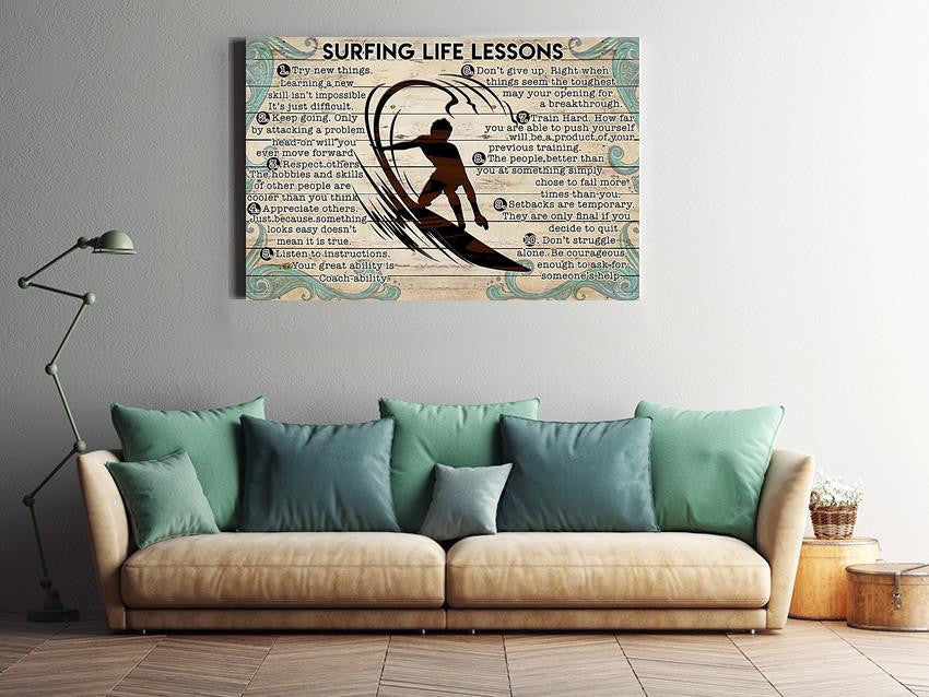 Surfing Lesson Surfing Gallery Canvas Wall ArtBirthday Gift For Surfing Lover Framed Prints, Canvas