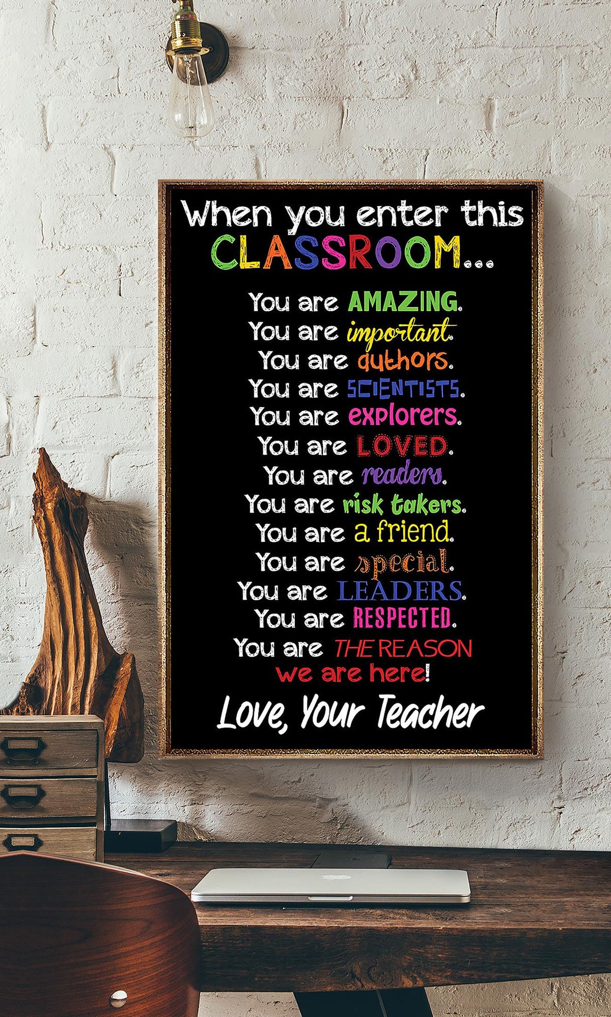 Teacher Love Classroom Gallery Canvas Wall ArtCanvas Gallery Wrapped Canvas Framed Gift Idea Framed Prints, Canvas