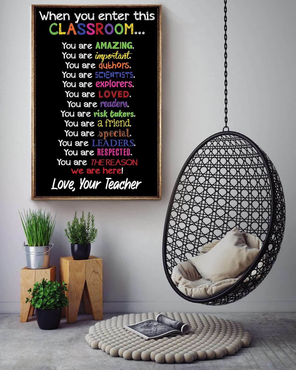 Teacher Love Classroom Gallery Canvas Wall ArtCanvas Gallery Wrapped Canvas Framed Gift Idea Framed Prints, Canvas