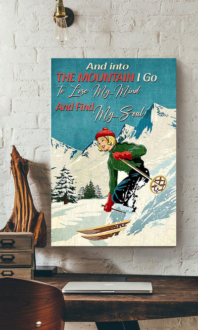 Skiing And Into The Mountain I Go Skiing Gallery Canvas Wall ArtGift For Explorer Canvas Framed Prints, Canvas