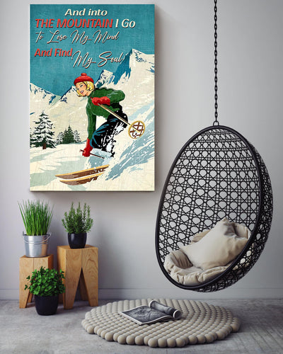 Skiing And Into The Mountain I Go Skiing Gallery Canvas Wall ArtGift For Explorer Canvas Framed Prints, Canvas