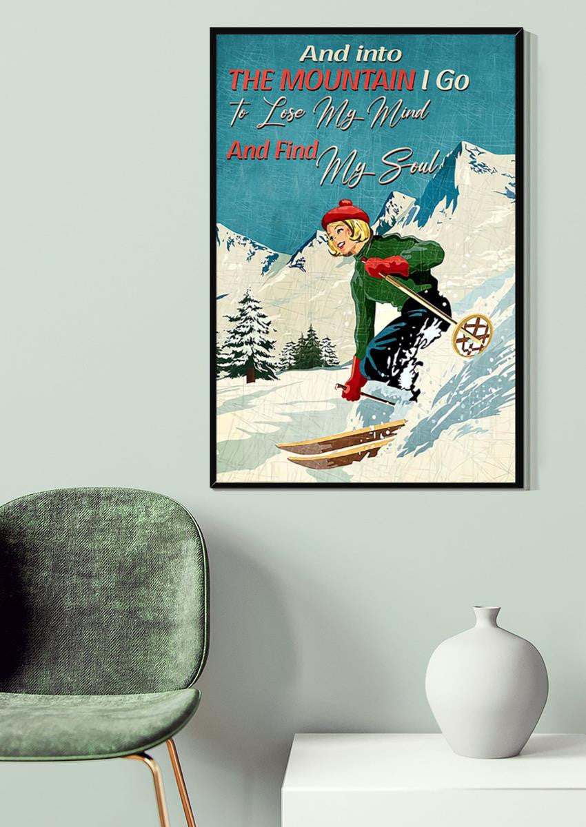 Skiing And Into The Mountain I Go Skiing Gallery Canvas Wall ArtGift For Explorer Canvas Framed Prints, Canvas