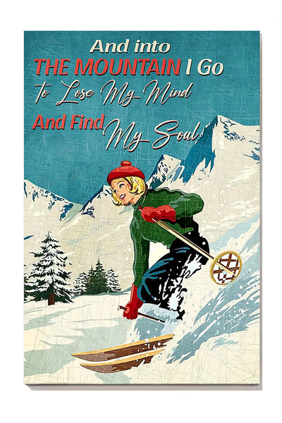 Skiing And Into The Mountain I Go Skiing Gallery Canvas Wall ArtGift For Explorer Canvas Framed Prints, Canvas