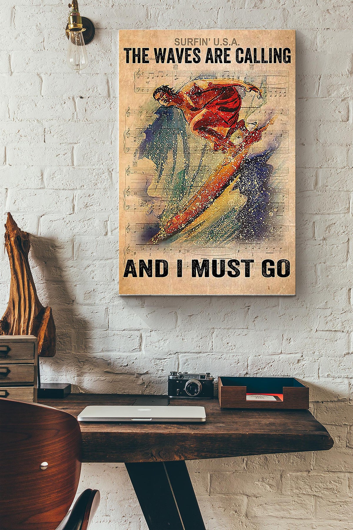 The Waves Are Calling And I Must Go Surfing Waves Poster Canvas Gallery Wrapped Canvas Framed Gift Idea
