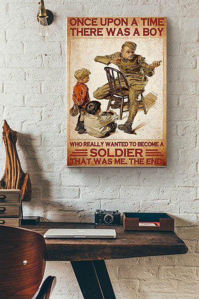Veteran - A Boy Wanted To Become A Soldier Canvas Gallery Wrapped Canvas Framed Gift Idea