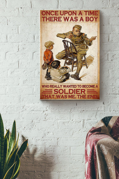 Veteran - A Boy Wanted To Become A Soldier Canvas Gallery Wrapped Canvas Framed Gift Idea