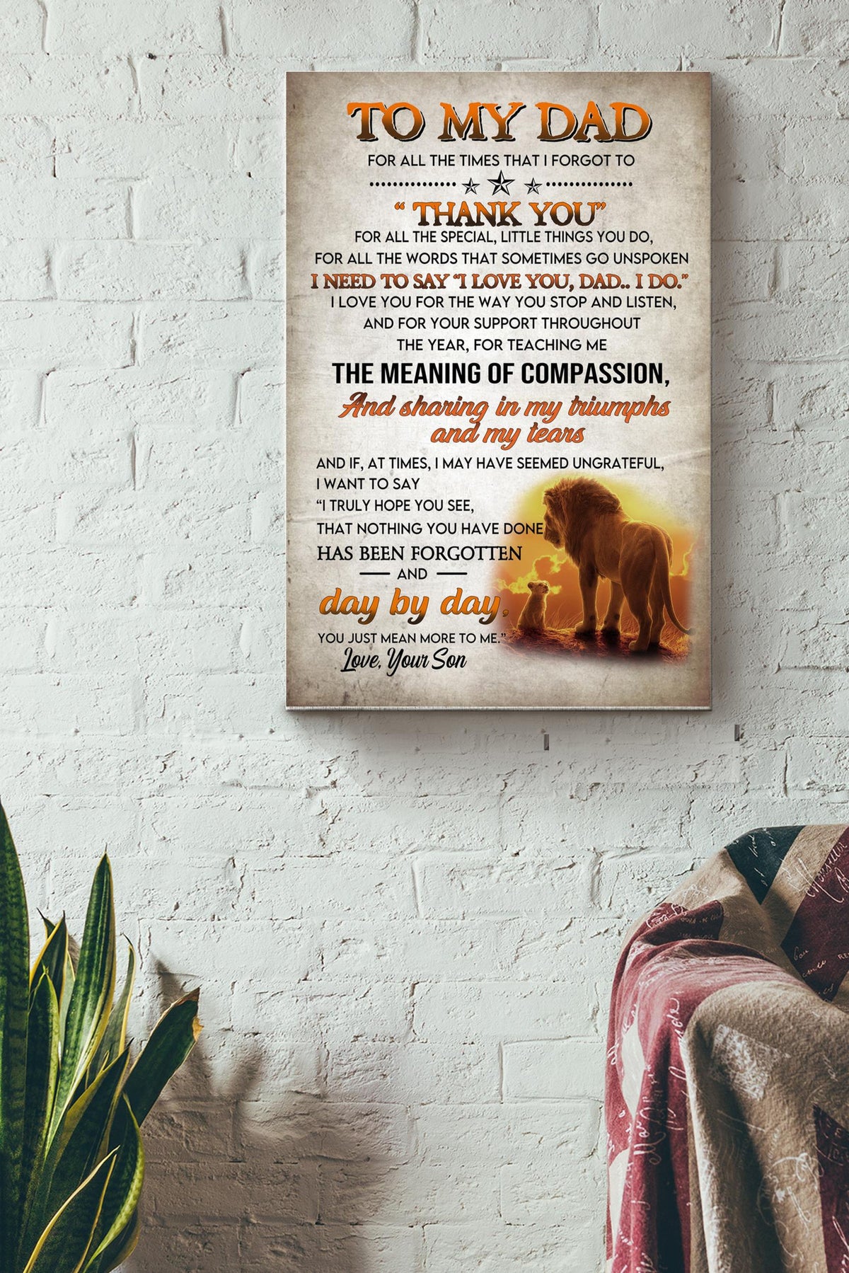To My Dad I Need To Say I Love You Poster - Father's Day Gallery Canvas Wall Art- Gift For Dad, Father, Papa, Father's Birthday Canvas Gallery Wrapped Canvas Framed Gift Idea Framed Prints, Canvas