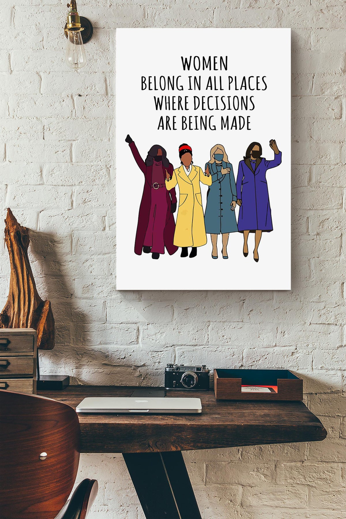 Women Belong In All Places Girls Wall Decor Gift For International Women Day Home Decor Girlfriend Canvas
