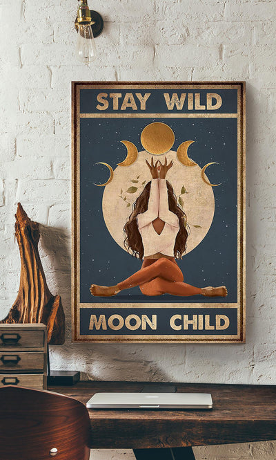 Stay Wild Moon Child Keep Calming Quote Gallery Canvas Wall ArtGift For Yoga Girl Meditation Lover 19 Canvas Framed Prints, Canvas