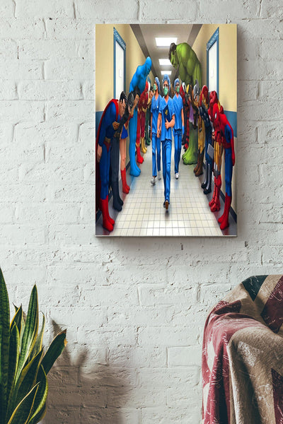 Strong Nurse - Hero Bowed To The Nurse Poster Canvas Gallery Wrapped Canvas Framed Gift Idea