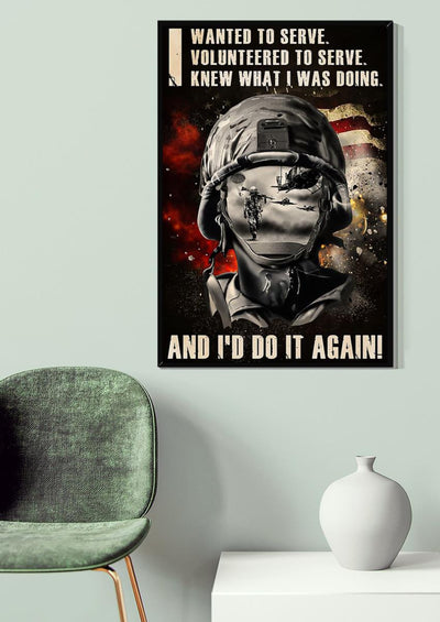 Veteran I Would Do It Again Veteran Gallery Canvas Wall ArtGift For Soldier Canvas Framed Prints, Canvas