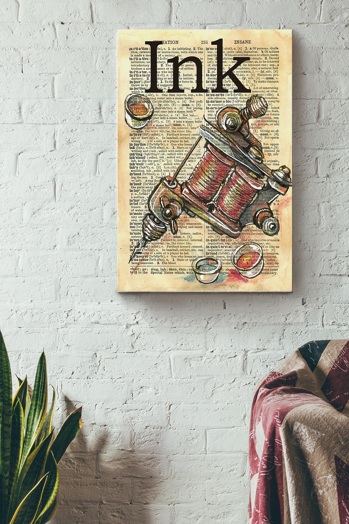 Tattoo Gun Ink Vintage Poster Canvas Gallery Wrapped Canvas Framed Gift Idea