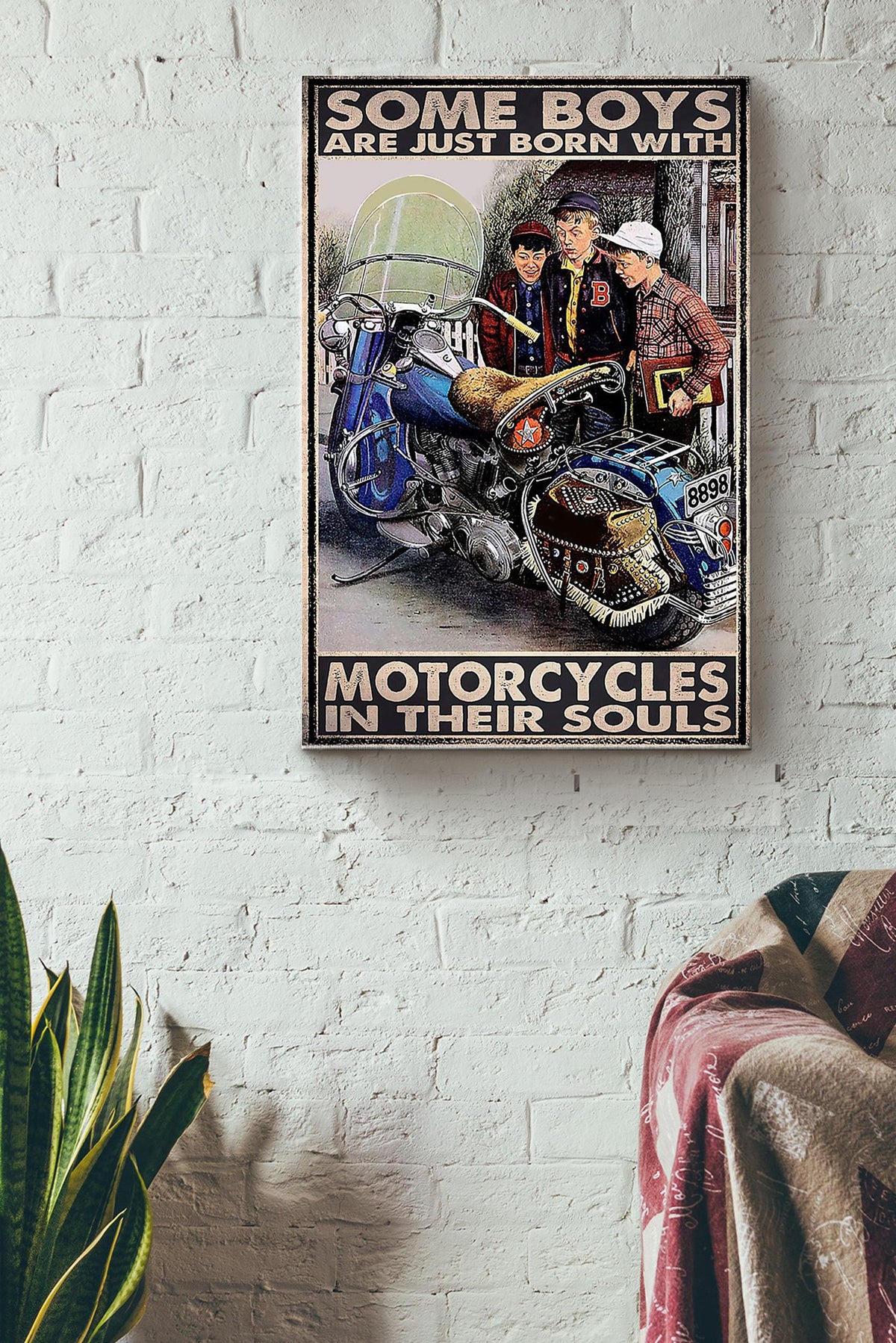 Some Boys Are Born With Motorcycles In Their Souls Canvas Gallery Wrapped Canvas Framed Gift Idea