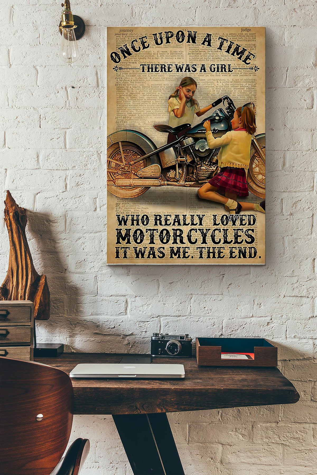 There Was A Girl Who Really Loved Motorcycles Canvas Gallery Wrapped Canvas Framed Gift Idea