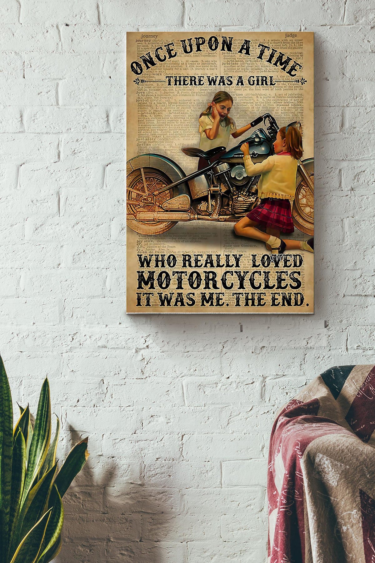 There Was A Girl Who Really Loved Motorcycles Canvas Gallery Wrapped Canvas Framed Gift Idea