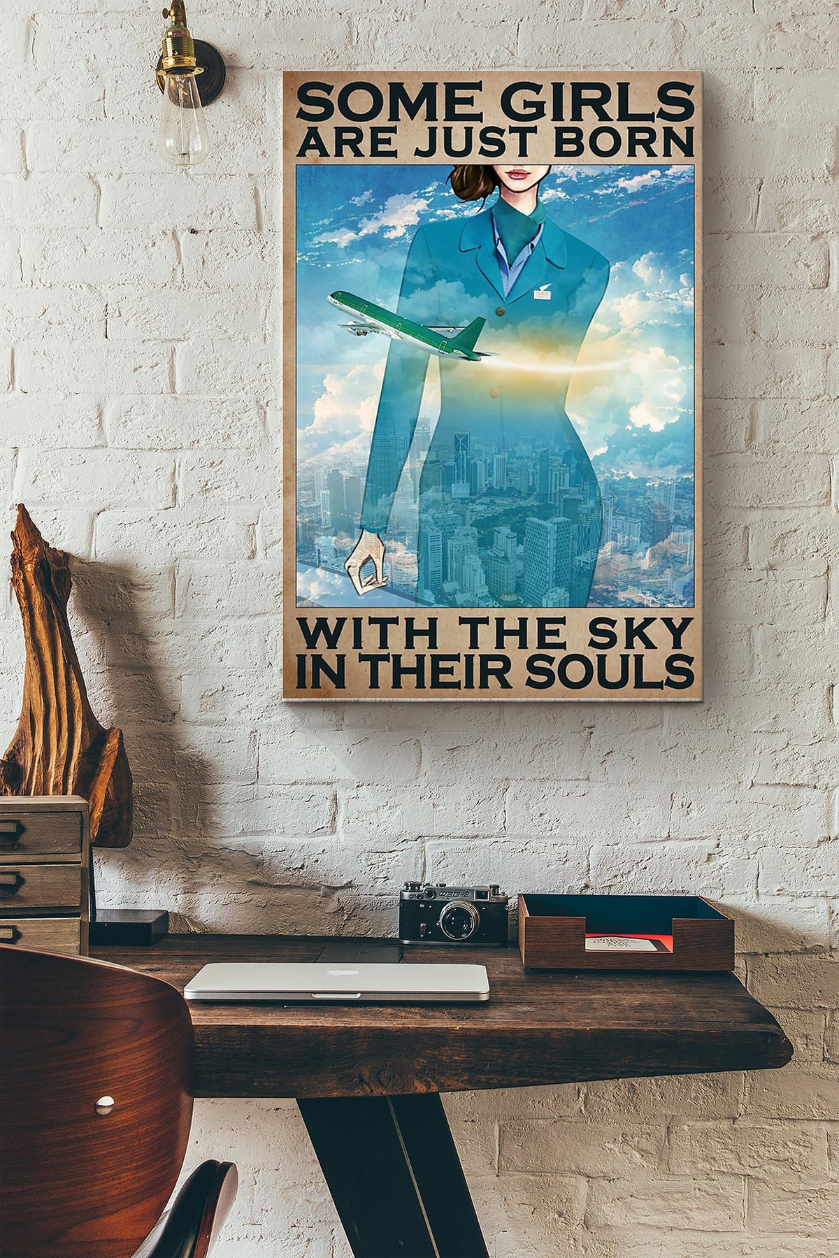 Some Girl Are Just Born With The Sky In Their Souls France Female Flight Attendant Poster Canvas Gallery Wrapped Canvas Framed Gift Idea