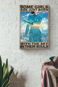 Some Girl Are Just Born With The Sky In Their Souls France Female Flight Attendant Poster Canvas Gallery Wrapped Canvas Framed Gift Idea