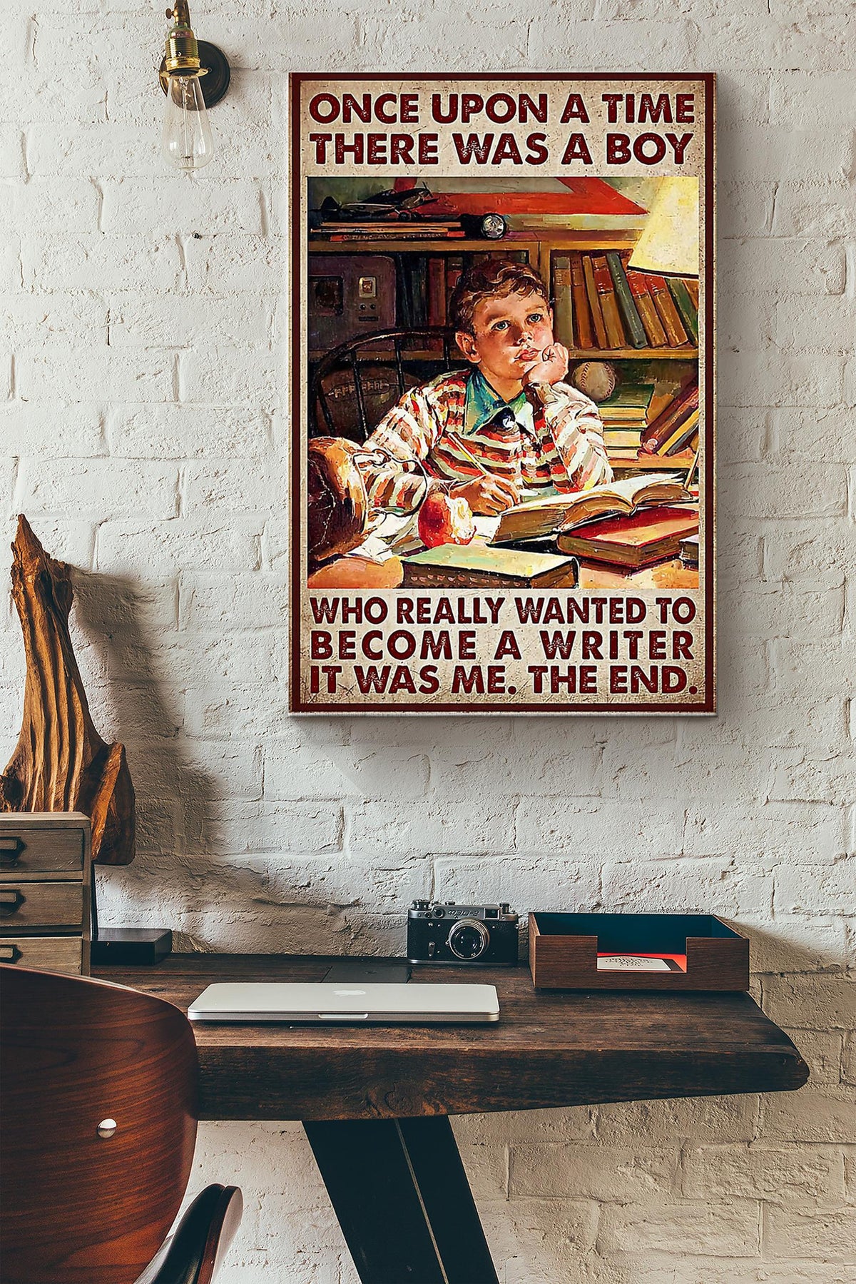 There Was A Boy Who Wanted To Become A Writer Canvas Gallery Wrapped Canvas Framed Gift Idea