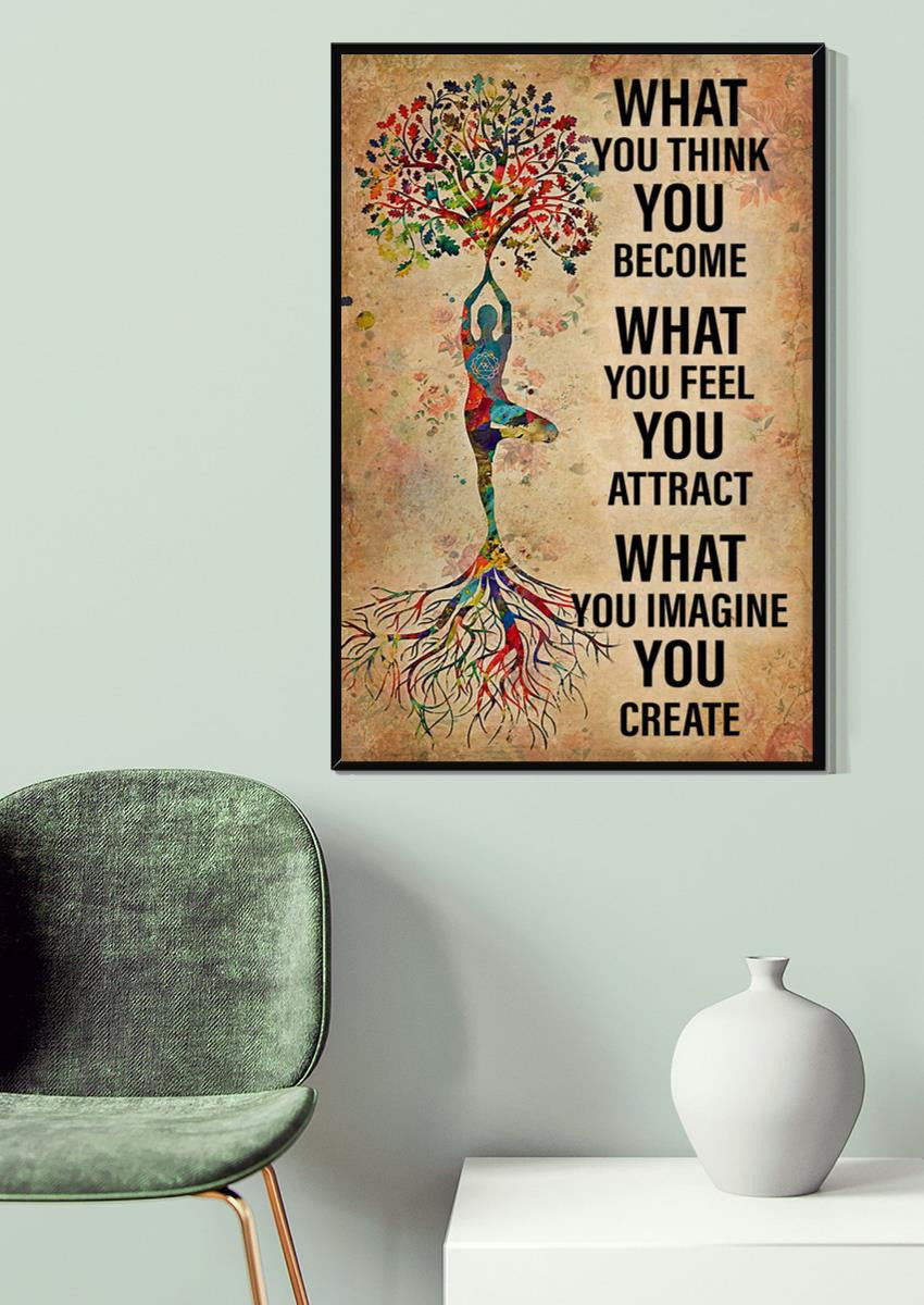 Tree Of Life Inspiration Quote Gallery Canvas Wall ArtGift For Yoga Girl Meditation Lover Canvas Framed Prints, Canvas