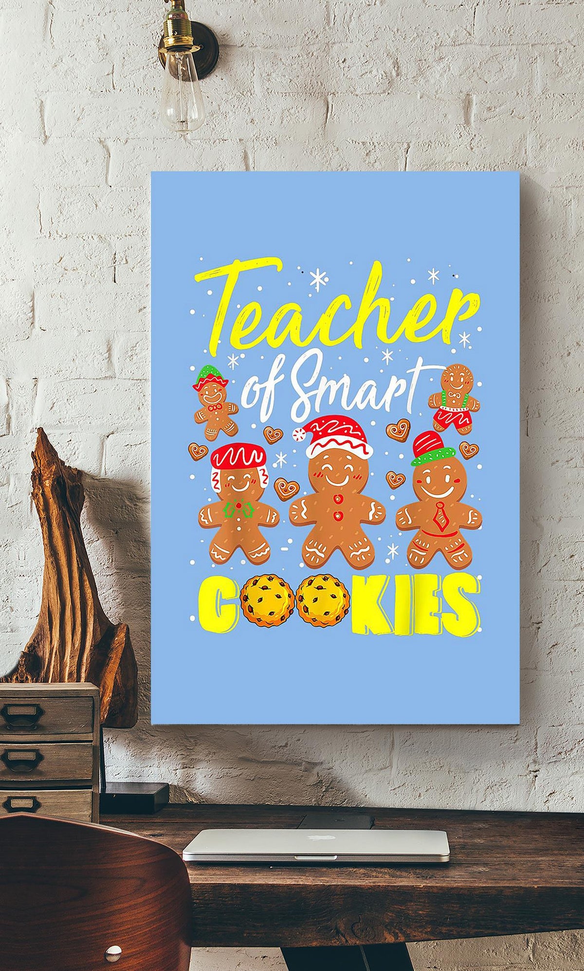 Teacher Of Smart Cookies Gallery Canvas Wall ArtGift For Teacher Classroom Decor Christmas Day Canvas Gallery Wrapped Canvas Framed Gift Idea Framed Prints, Canvas
