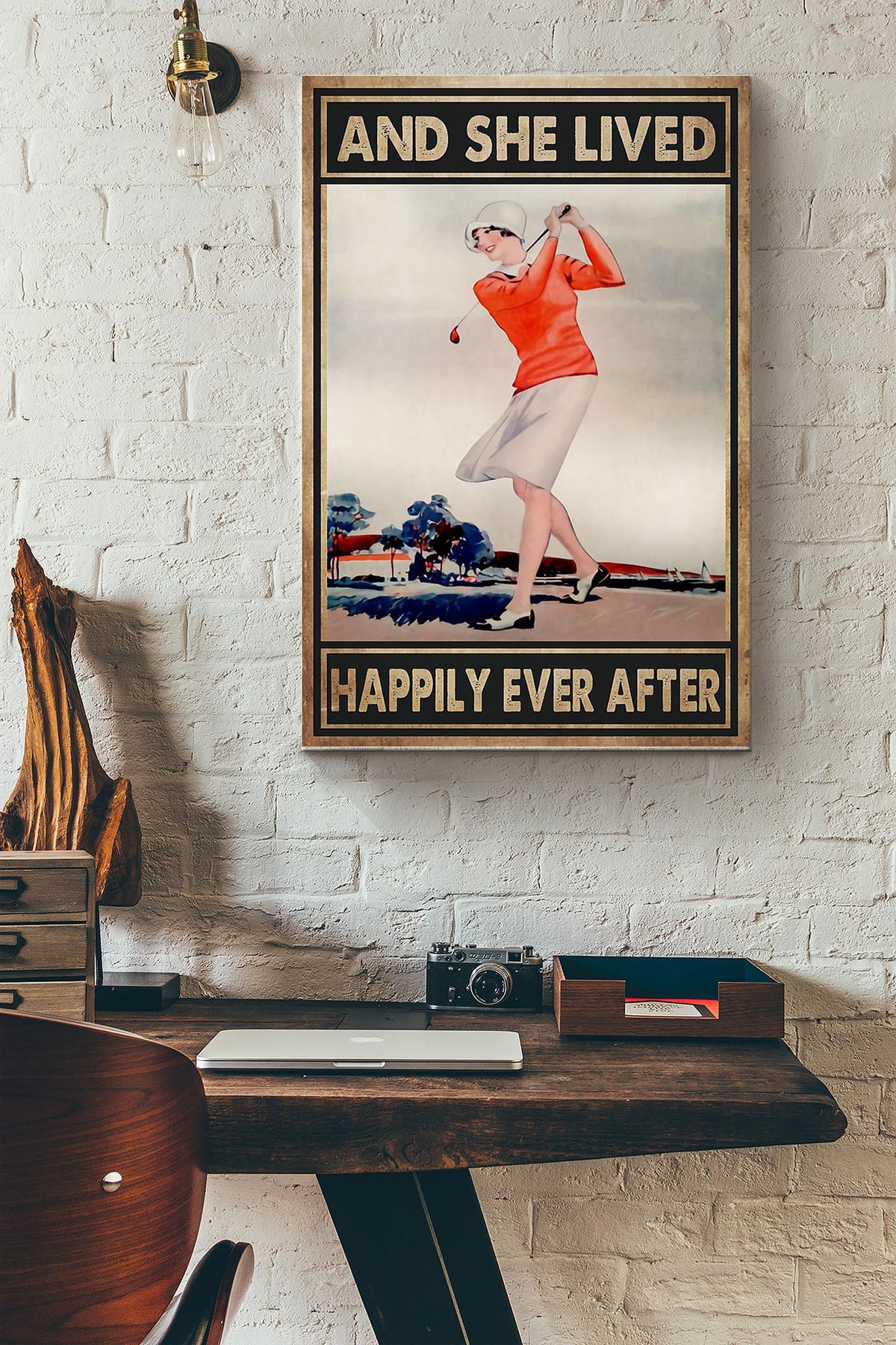 She Plays Golf And She Lived Happily Ever After Poster Canvas Gallery Wrapped Canvas Framed Gift Idea
