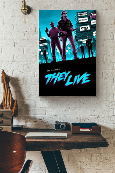 They Live Retro Print Poster Canvas Gallery Wrapped Canvas Framed Gift Idea