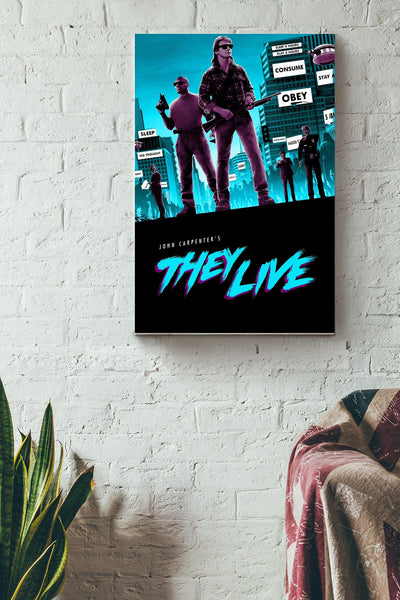 They Live Retro Print Poster Canvas Gallery Wrapped Canvas Framed Gift Idea