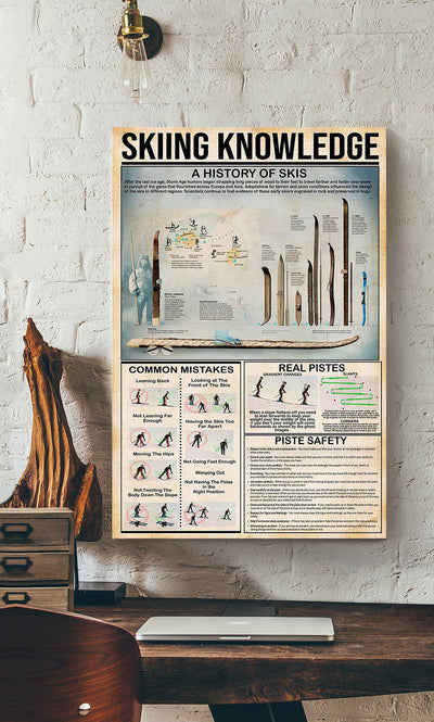 Skiing Knowledge Skiing Walll Art Gift For Scientists Canvas
