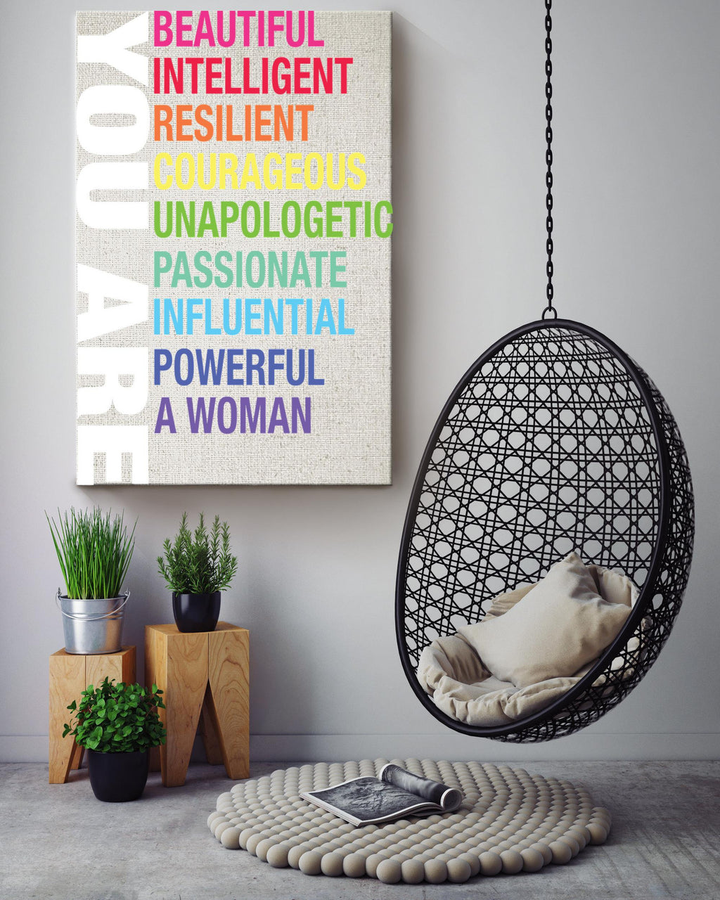 You Are Beautiful Intelligent Feminism Gallery Canvas Wall ArtGift For Mothers Day International Womens Day Canvas Gallery Wrapped Canvas Framed Gift Idea Framed Prints, Canvas