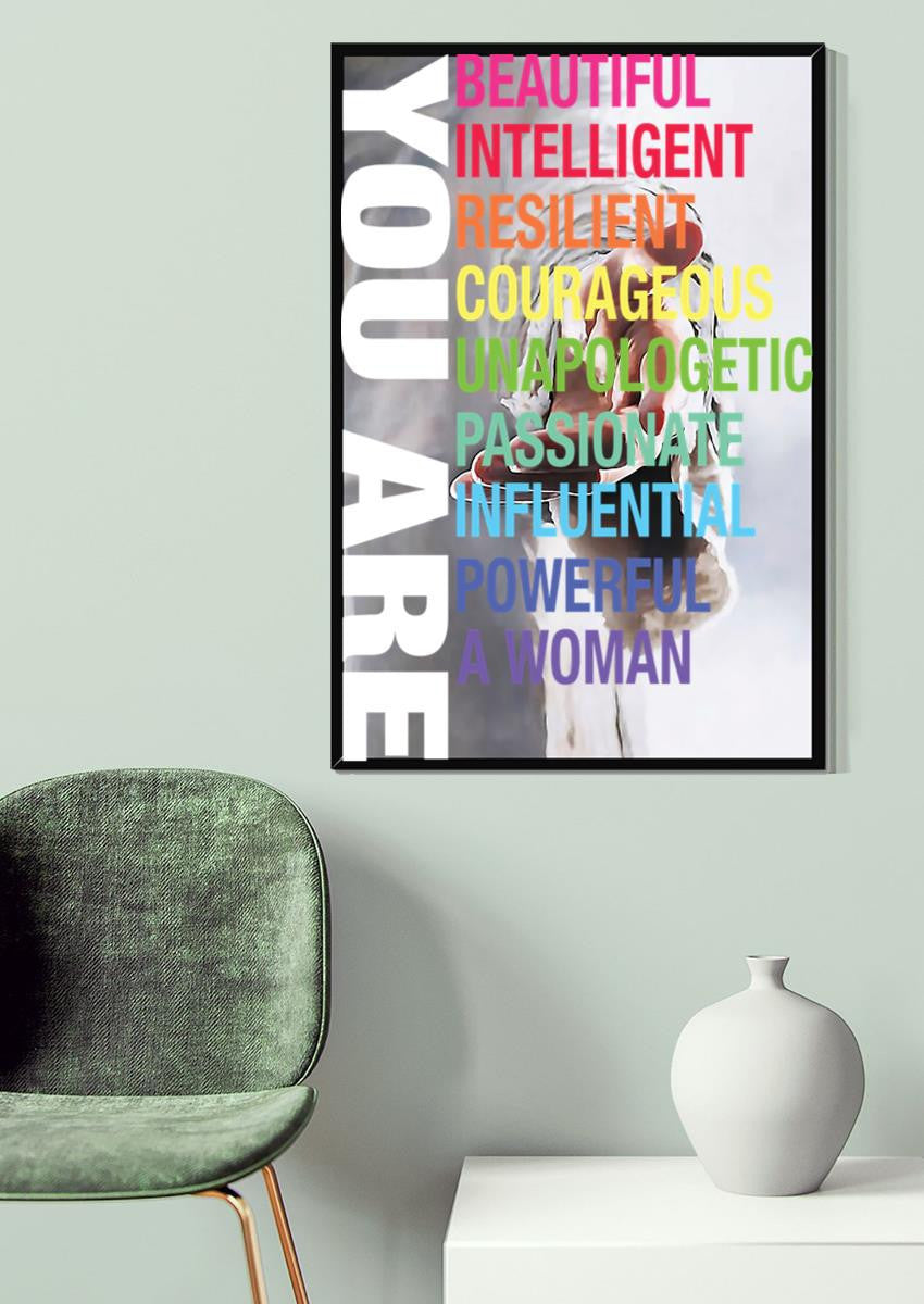 You Are Beautiful Intelligent Feminism Gallery Canvas Wall ArtGift For Mothers Day International Womens Day Canvas Gallery Wrapped Canvas Framed Gift Idea Framed Prints, Canvas