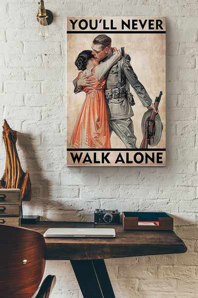 Youll Never Walk Alone Soldier With His Lover Poster Canvas Gallery Wrapped Canvas Framed Gift Idea