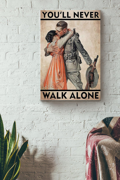 Youll Never Walk Alone Soldier With His Lover Poster Canvas Gallery Wrapped Canvas Framed Gift Idea