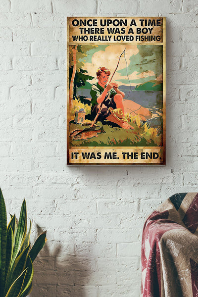 There Was A Boy Who Really Loved Fishing Canvas Gallery Wrapped Canvas Framed Gift Idea
