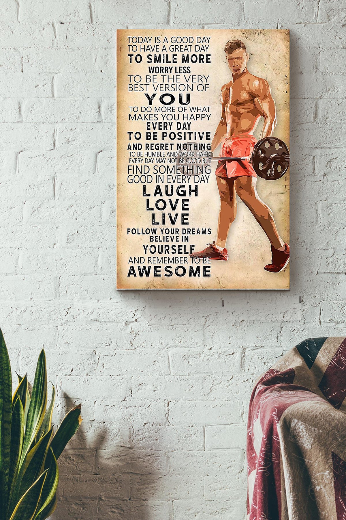 Today Is A Good Day To Have A Great Day Lifting Poster Canvas Gallery Wrapped Canvas Framed Gift Idea