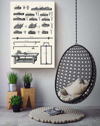 Vintage Woodworking Tools Gallery Canvas Wall ArtGift For Carpenter Canvas Gallery Wrapped Canvas Framed Gift Idea Framed Prints, Canvas