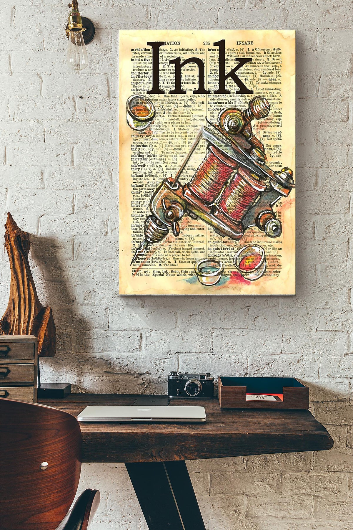 Tattoo Ink Vintage Poster Canvas Gallery Wrapped Canvas Framed Gift Idea