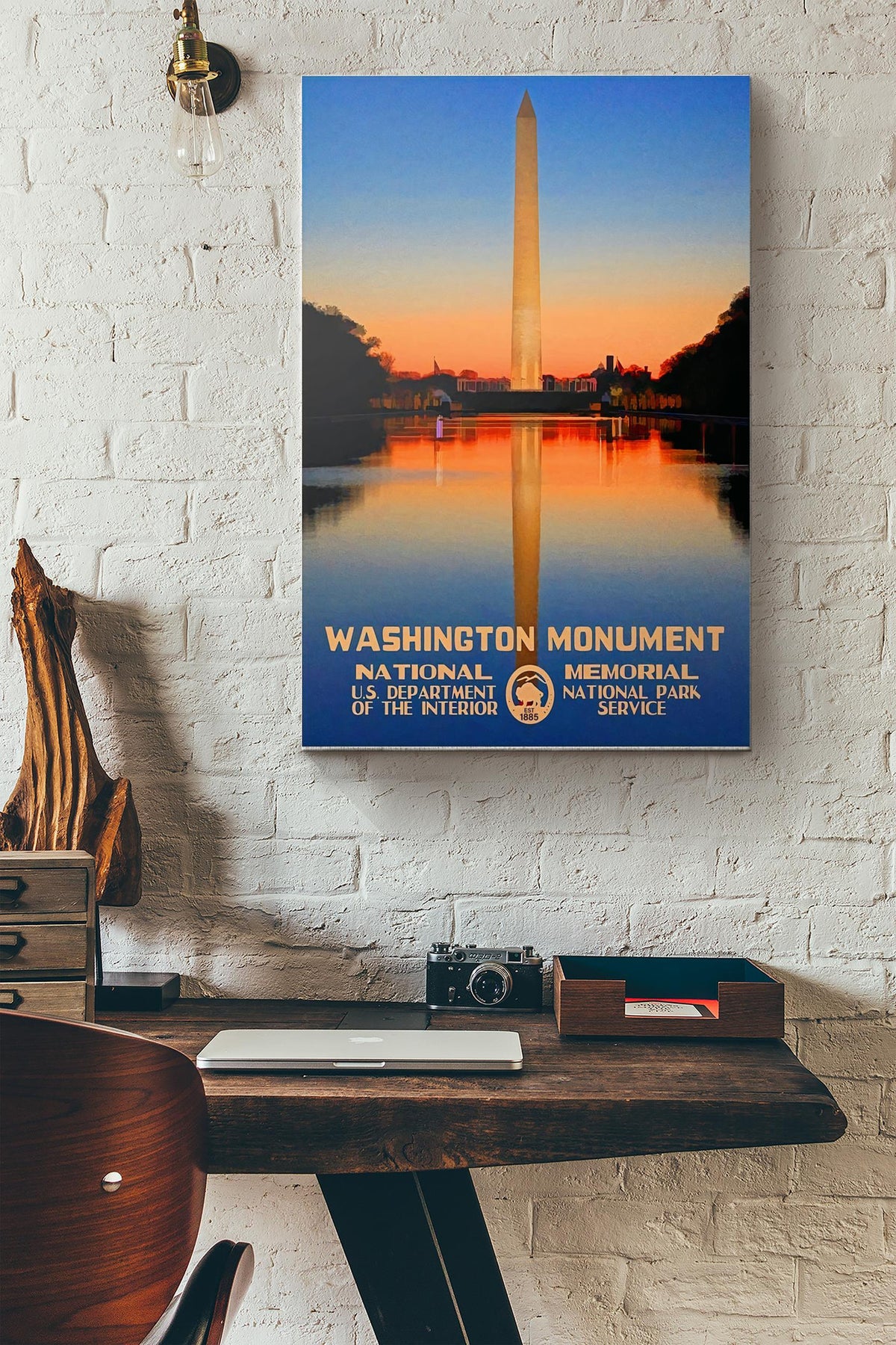 Washington Monument Poster - Decor Gallery Canvas Wall Art- Gift For Traveling Lover Tourists Souvenir Shop American Canvas Gallery Wrapped Canvas Framed Gift Idea Framed Prints, Canvas