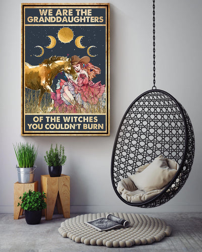 We Are Granddaughter Of Witch Cowgirl Halloween Wall Decor Gift For Pumpkin Carving Ideas Halloween Decorations Haunted Houses Canvas