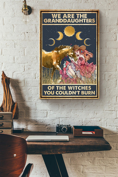 We Are Granddaughter Of Witch Cowgirl Halloween Wall Decor Gift For Pumpkin Carving Ideas Halloween Decorations Haunted Houses Canvas