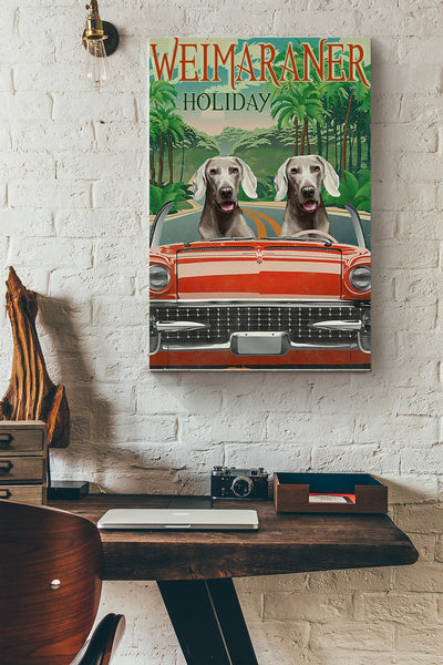 Weimaraner Holiday Funny Poster Dog Loves Vintage Gallery Canvas Wall ArtGifts Canvas Gallery Wrapped Canvas Framed Gift Idea Framed Prints, Canvas