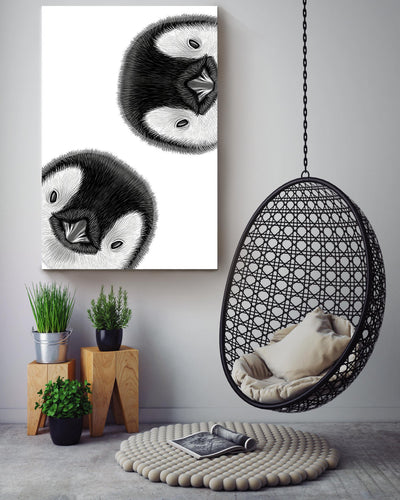 Two Cute Penguin Face Gift For Home Decor Housewarming Canvas
