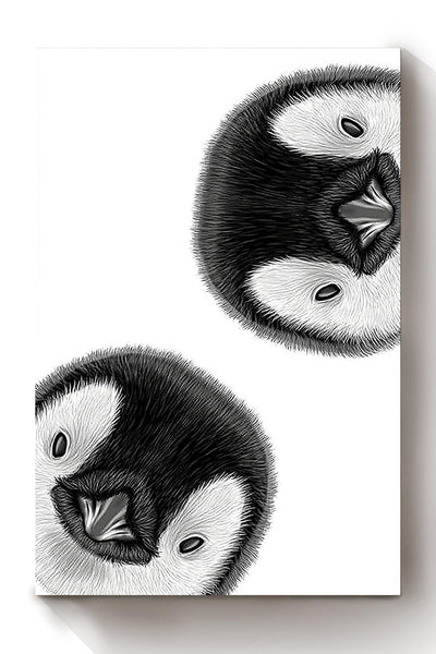 Two Cute Penguin Face Gift For Home Decor Housewarming Canvas