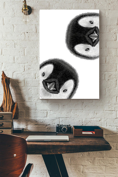 Two Cute Penguin Face Gift For Home Decor Housewarming Canvas