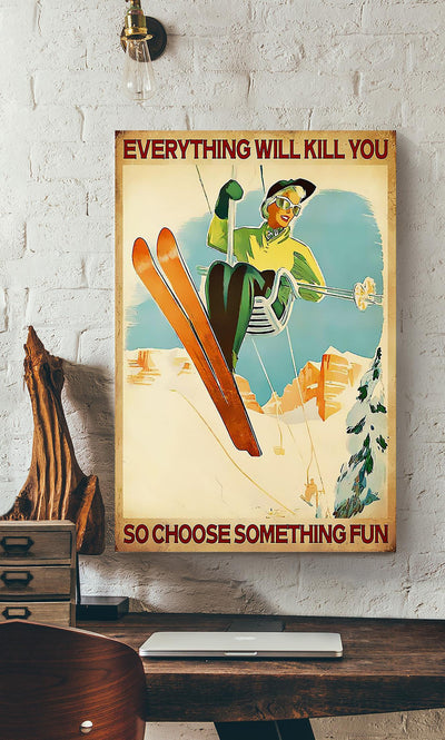Women Ski And Choose Something Fun Skiing Gallery Canvas Wall ArtFor Bathroom Decor Canvas Framed Prints, Canvas