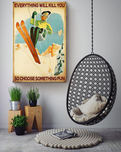 Women Ski And Choose Something Fun Skiing Gallery Canvas Wall ArtFor Bathroom Decor Canvas Framed Prints, Canvas