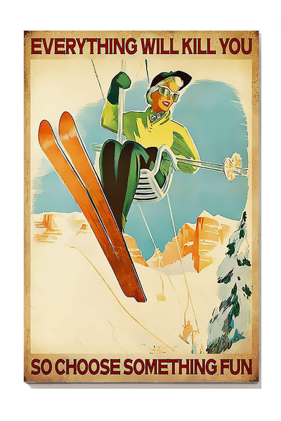 Women Ski And Choose Something Fun Skiing Gallery Canvas Wall ArtFor Bathroom Decor Canvas Framed Prints, Canvas
