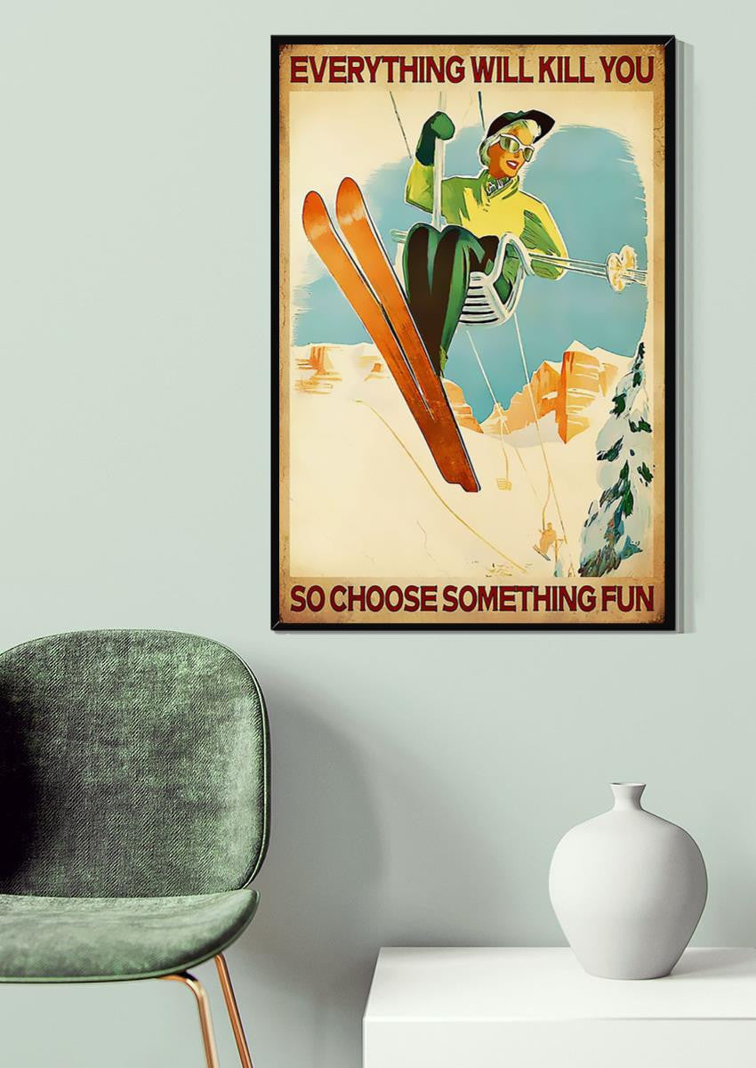 Women Ski And Choose Something Fun Skiing Gallery Canvas Wall ArtFor Bathroom Decor Canvas Framed Prints, Canvas