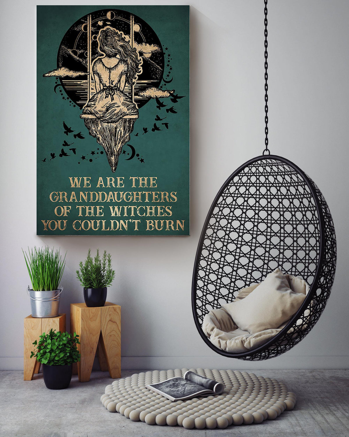 We Are The Granddaughter Of Witches Halloween Wall Decor Gift For Witch Lover Halloween Decorations Canvas